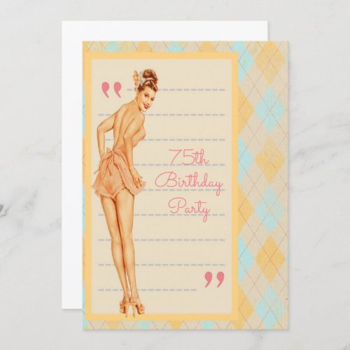 Cute Vintage Pin Up Girl Birthday Invitation