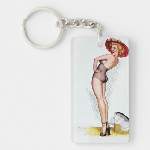 Cute Vintage Pin Up Girl Keychain 