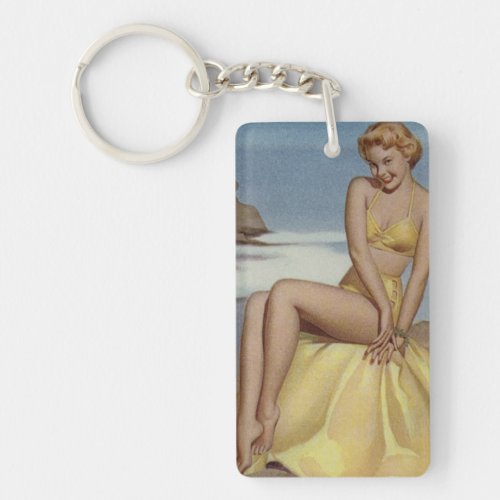 Cute Vintage Pin Up Girl Keychain 