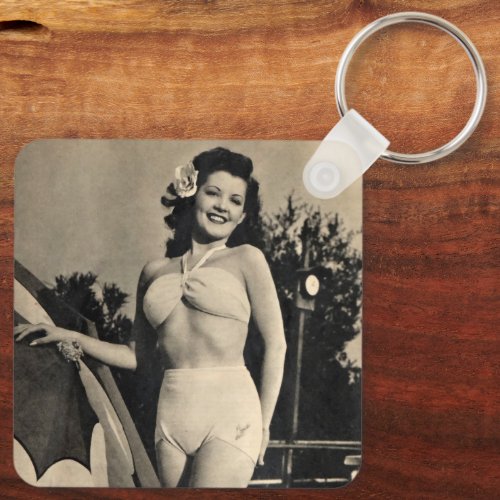 Cute Vintage Pin Up Girl Photo Keychain