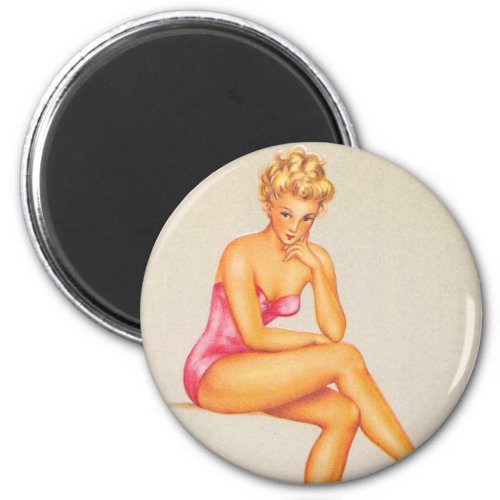 Cute Vintage Pin Up Girl Photo Magnet 