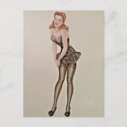 Cute Vintage pin up girl postcard