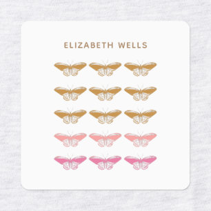 Cute Vintage Pink Butterfly Illustration Labels