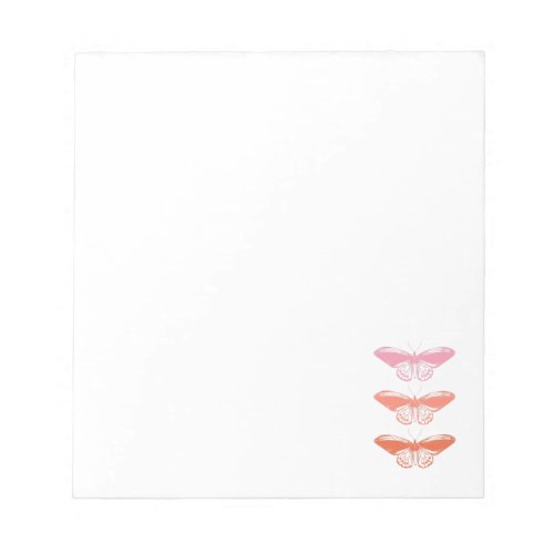 Cute Vintage Pink Butterfly Illustration Notepad