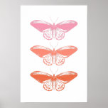 Cute Vintage Pink Butterfly Illustration Poster<br><div class="desc">A cute line art drawing pattern of butterflies in pretty shades of pink and orange. Just click customize to change the background color,  or to add text or pictures. Contact me with any questions or requests.</div>