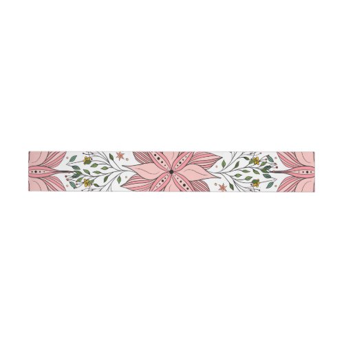 Cute Vintage Pink Floral Doodles Tile Art Wrap Around Label