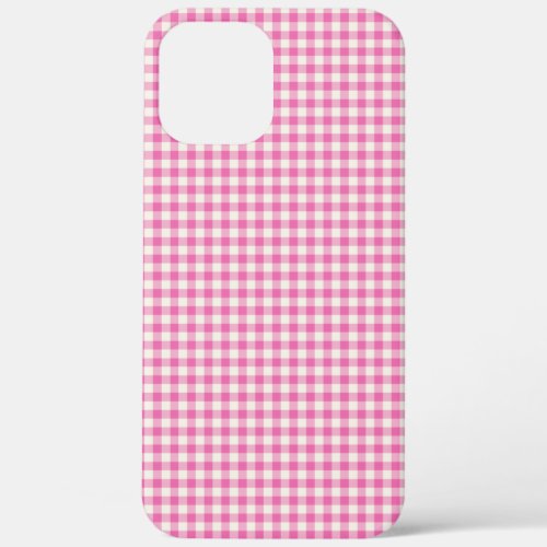 Cute Vintage Pink Gingham Plaid Pattern iPhone 12 Pro Max Case