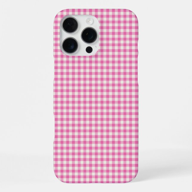 Cute Vintage Pink Gingham Plaid Pattern Iphone Case (Back)