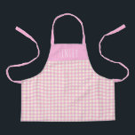 Cute Vintage Pink Gingham Plaid Personalized Kid's Apron<br><div class="desc">Cute Vintage Pink Gingham Plaid Personalized Kid's Apron</div>