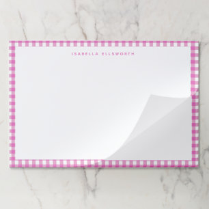 Cute Vintage Pink Gingham Plaid Personalized Paper Pad