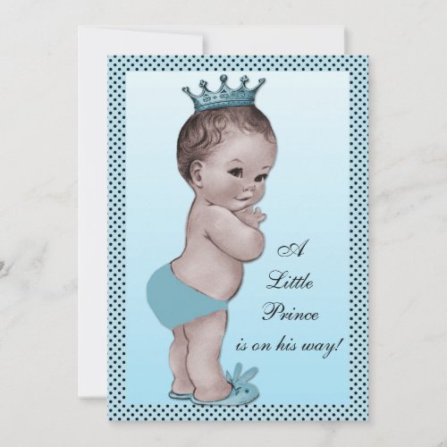 Cute Vintage Prince Baby Shower Invitation