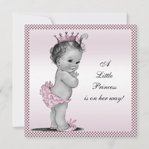 Cute Vintage Princess Baby Shower Personalized Invites