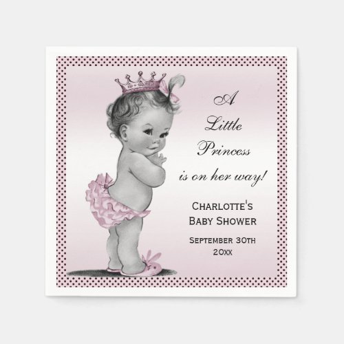 Cute Vintage Princess Baby Shower Paper Napkins