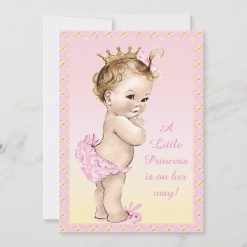 Cute Vintage Princess Floral Baby Shower Invitation