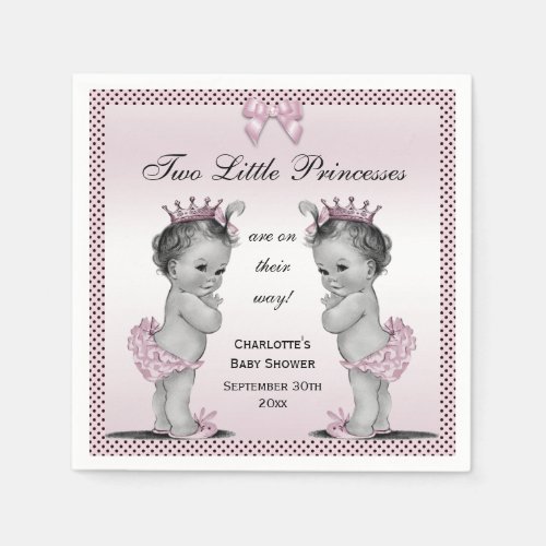 Cute Vintage Princess Twins Baby Shower Napkins