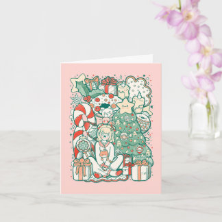 Cute Vintage Print Effects Holiday/Christmas Card