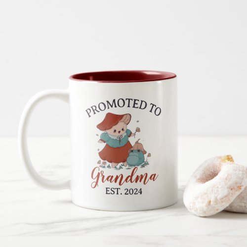 Cute Vintage Promoted to Grandma Personalized Two_Tone Coffee Mug