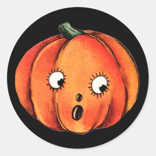 Cute Vintage Pumpkin Face for Halloween Fun Classic Round Sticker