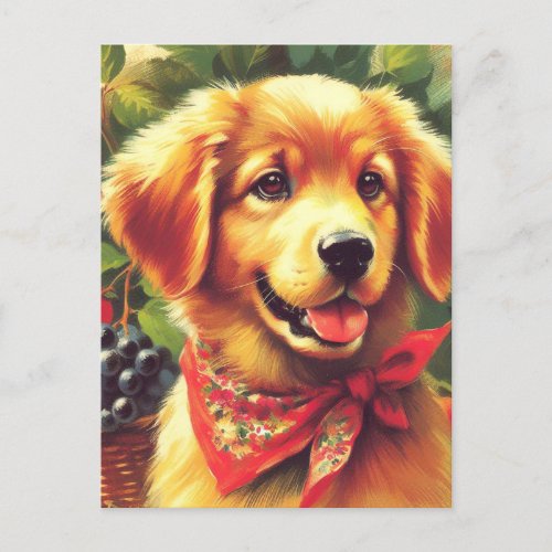 Cute Vintage Puppie Portrait Postcard