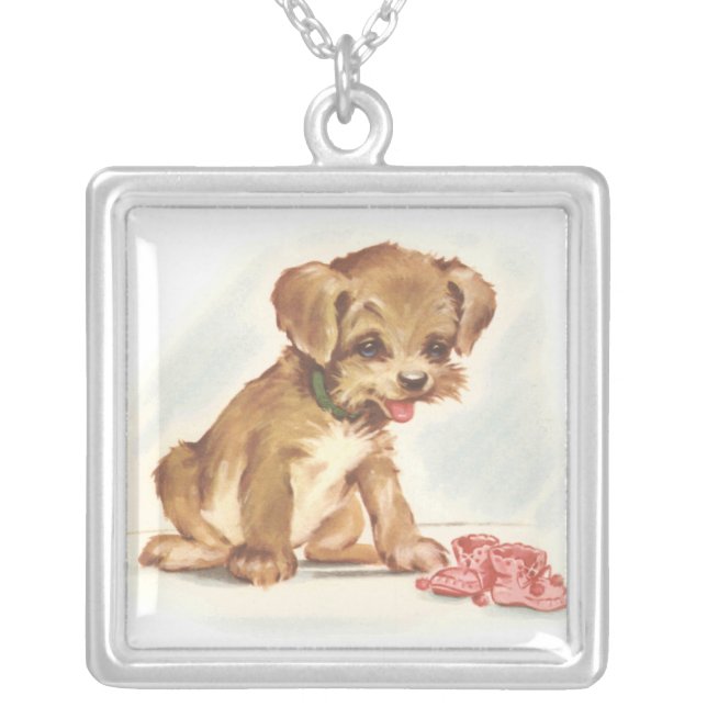 Cute Vintage Puppy Necklace (Front)