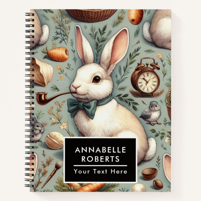 Cute Vintage Rabbit Notebook (Front)