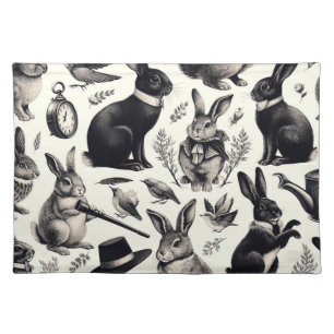 Cute Vintage Rabbit Pattern Cloth Placemat
