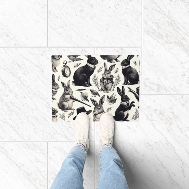 Cute Vintage Rabbit Pattern Doormat (Indoor)