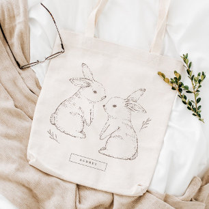Cute Vintage Rabbit Pattern Tote Bag
