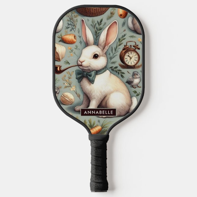 Cute Vintage Rabbit Pickleball Paddle (Front)