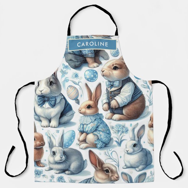 Cute Vintage Rabbit Seamless Apron (Front)
