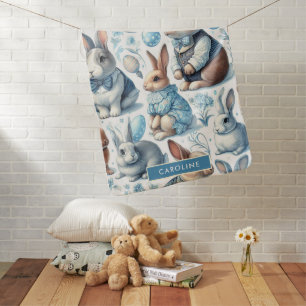 Cute Vintage Rabbit Seamless Baby Blanket