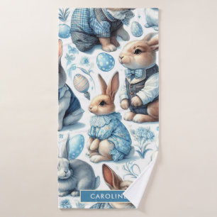 Cute Vintage Rabbit Seamless Bath Towel