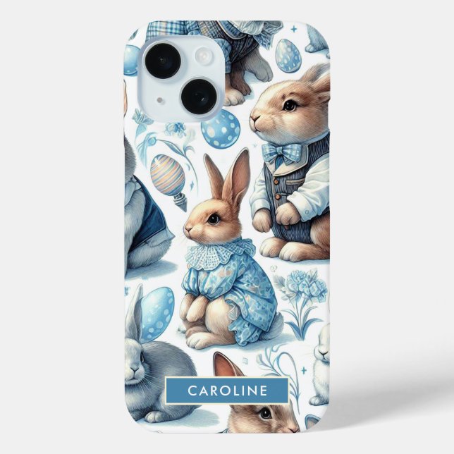 Cute Vintage Rabbit Seamless Case-Mate iPhone Case (Back)
