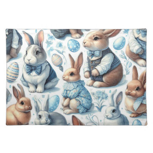 Cute Vintage Rabbit Seamless Cloth Placemat