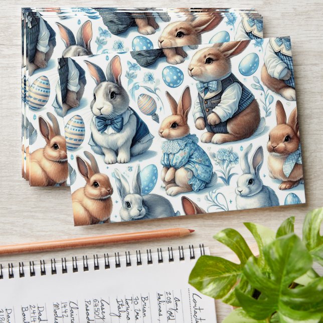 Cute Vintage Rabbit Seamless Envelope (Stacked)