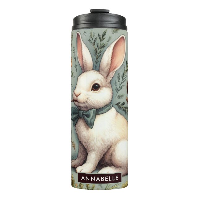 Cute Vintage Rabbit Thermal Tumbler (Front)