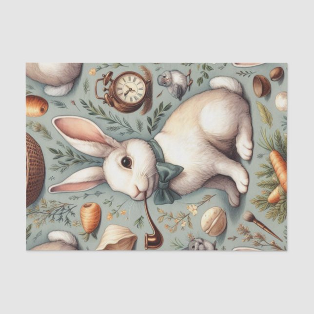 Cute Vintage Rabbit Tissue Paper (Front)