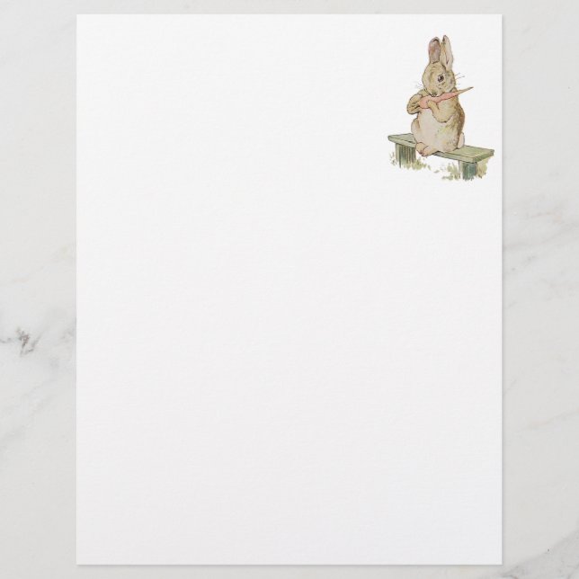 CUTE VINTAGE RABBIT WITH CARROT,  BUNNY NOTES (Front)
