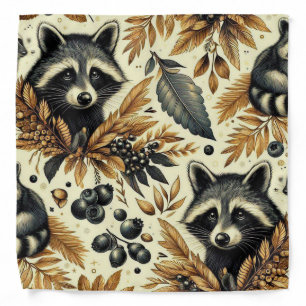 Cute Vintage Racoon Pattern Bandana