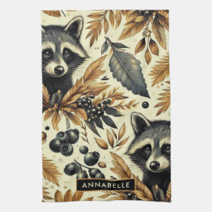 Cute Vintage Racoon Pattern Kitchen Towel
