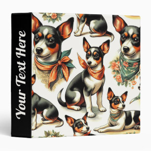 Cute Vintage Rat Terrier Seamless 3 Ring Binder