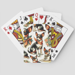Cute Vintage Rat Terrier Seamless Poker Cards
