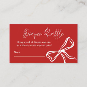 Cute Vintage Red Bow Diaper Raffle Enclosure Card