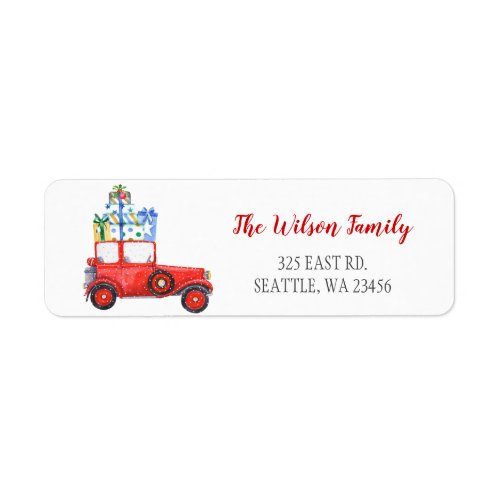 Cute Vintage Red Christmas Car Address Label