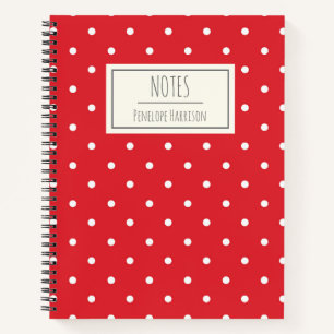 Cute Vintage Red Polka Dots Personalized Notebook