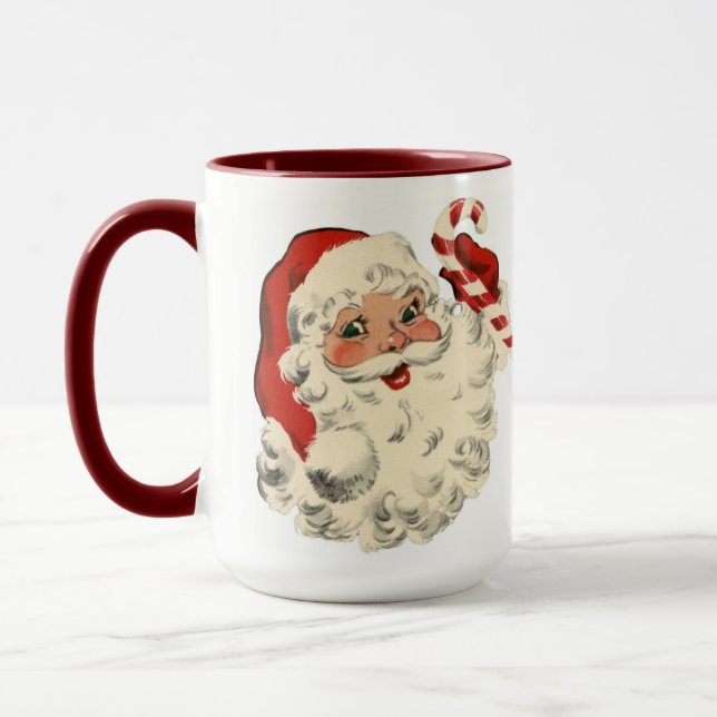 Cute Vintage Red Santa Claus Coffee Mug (Left)