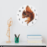 Cute Vintage Red Squirrel Large Clock at Zazzle