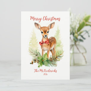 Cute Vintage Reindeer Christmas Holiday Card