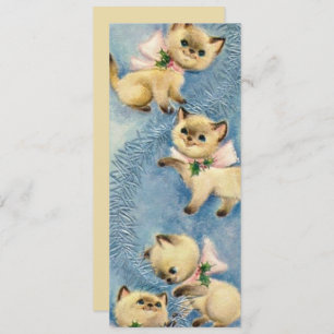 Cute Vintage Retro Cats Kittens Holiday Card