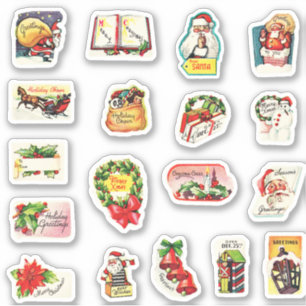 Cute Vintage Retro Christmas Envelope Seals Set Sticker